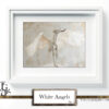 The irresistible image of a white greyhound angel, majestic gaze, and white wings, by Tery Joy Graphics.