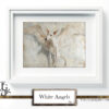The irresistible image of a white greyhound angel, majestic gaze, and white wings, by Tery Joy Graphics.
