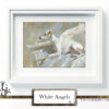 The irresistible image of a white greyhound angel, majestic gaze, and white wings, by Tery Joy Graphics.