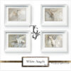 The irresistible image of a white greyhound angel, majestic gaze, and white wings, by Tery Joy Graphics.
