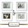 The irresistible image of a white greyhound angel, majestic gaze, and white wings, by Tery Joy Graphics.