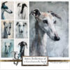 Greyhound portrait with azure highlights in a monochromatic scheme, from the 'Azure Reflection of a Greyhound's Soul' digital art series.