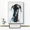 Greyhound portrait with azure highlights in a monochromatic scheme, from the 'Azure Reflection of a Greyhound's Soul' digital art series.