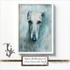 Greyhound portrait with azure highlights in a monochromatic scheme, from the 'Azure Reflection of a Greyhound's Soul' digital art series.