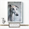 Greyhound portrait with azure highlights in a monochromatic scheme, from the 'Azure Reflection of a Greyhound's Soul' digital art series.