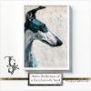 Greyhound portrait with azure highlights in a monochromatic scheme, from the 'Azure Reflection of a Greyhound's Soul' digital art series.