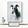 Greyhound portrait with azure highlights in a monochromatic scheme, from the 'Azure Reflection of a Greyhound's Soul' digital art series.