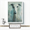 Greyhound portrait with azure highlights in a monochromatic scheme, from the 'Azure Reflection of a Greyhound's Soul' digital art series.