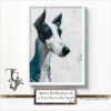 Greyhound portrait with azure highlights in a monochromatic scheme, from the 'Azure Reflection of a Greyhound's Soul' digital art series.