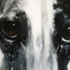Greyhound portrait with azure highlights in a monochromatic scheme, from the 'Azure Reflection of a Greyhound's Soul' digital art series.