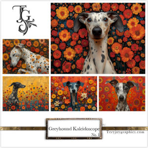 Digital kaleidoscope of greyhounds, Tery Joy Graphics