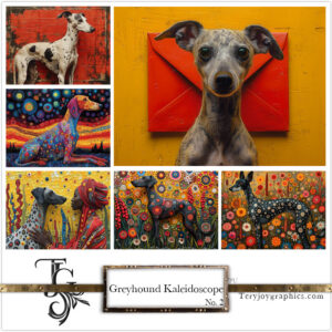 Digital kaleidoscope of greyhounds, Tery Joy Graphics