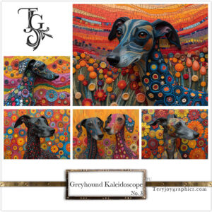 Digital kaleidoscope of greyhounds, Tery Joy Graphics