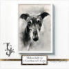 Watercolor greyhound, "Melancholy in a Greyhounds Gaze" series, AI-generated digital art, Tery Joy Graphics.