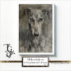 Watercolor greyhound, "Melancholy in a Greyhounds Gaze" series, AI-generated digital art, Tery Joy Graphics.