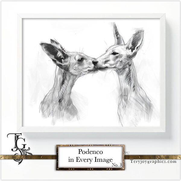 Podenco images in a variety of artistic techniques, from the 'Podenco in Every Image No. 3' digital art series.