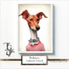 Portraits of a Podenco in pastel colors with a bow tie, from the "Podenco, Beloved Friend No. 02" series by TJG.