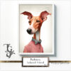 Portraits of a Podenco in pastel colors with a bow tie, from the "Podenco, Beloved Friend No. 02" series by TJG.