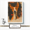 Podenco in a dynamic portrait with orange and black coloring in the TJG series.