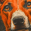 Podenco in a dynamic portrait with orange and black coloring in the TJG series.