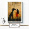 A moment of silence and sharing between a human and a greyhound, expressed in watercolor and ink in the "Silence of a Shared Moment No.1" series.