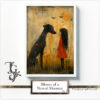 A moment of silence and sharing between a human and a greyhound, expressed in watercolor and ink in the "Silence of a Shared Moment No.1" series.