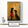 A moment of silence and sharing between a human and a greyhound, expressed in watercolor and ink in the "Silence of a Shared Moment No.1" series.